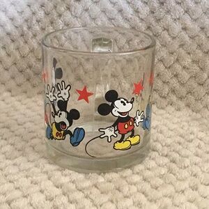 Rare Disney Glass Mug 4 Mickey Mouse Reactions with Red Stars